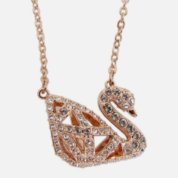 SWAROVSKI Dazzling Dual Sided Swan Black and Rose Gold Necklace - Picture 10 of 12